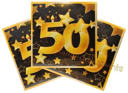 Servietten-Zahl-50-Schwarz-Gold-Partydekoration-zum-50.-Geburtstag