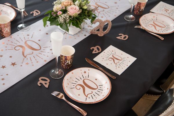 Servietten-Happy-50th-Rosegold-sparkling-Tischdekoration-zum-50.-Geburtstag-Partydekoration