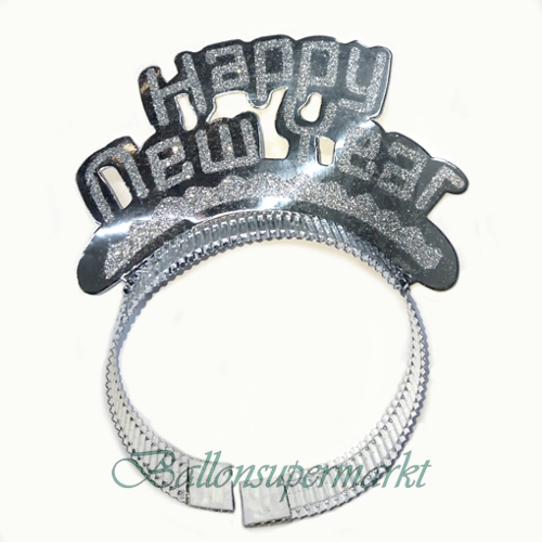 Silvester-Dekoration-Haarreifen-Set-Happy-New-Year-silber-Party-Accessoire