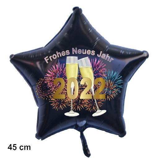 Silvester-Dekoration-Sternluftballon-schwarz-2022-Frohes-Neues-Jahr