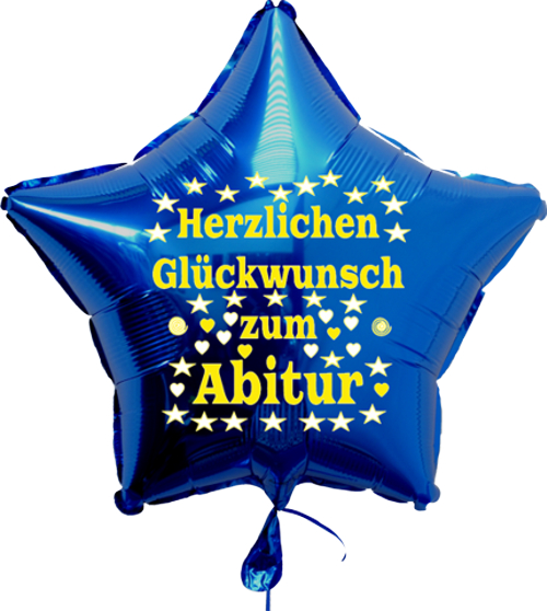 Herzlichen Glückwunsch zum Abitur Stern-Luftballon mit Ballongas Helium, Ballongrüße! Sag es mit Ballons!