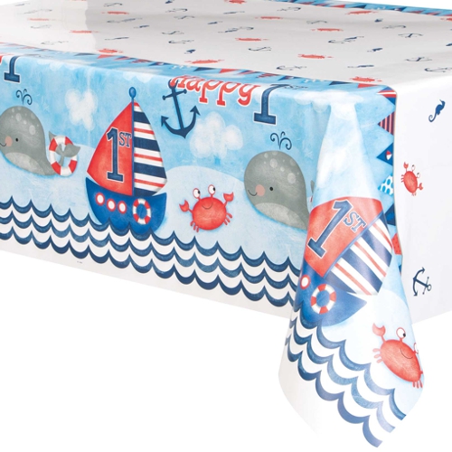 Tischdecke-1st-Birthday-Nautical-Partydeko-Tischdekoration-1-Geburtstag-Junge