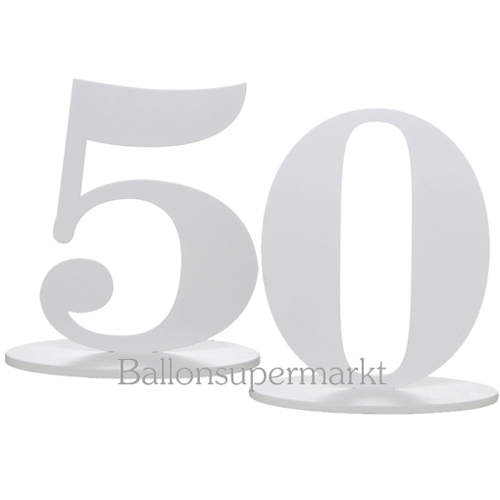 Tischdekoration-Aufsteller-Zahl-50-weiss-Dekoration-zum-50.-Geburtstag-Jubilaeum-Goldene-Hochzeit