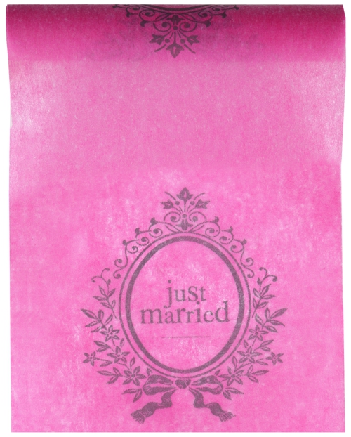 Tischlaeufer-Just-Married-Fuchsia-Partydekoration-Festdekoration-zur-Hochzeit