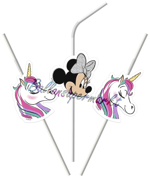 Trinkhalme-Minnie-Maus-Einhorn-Partydekoration-Kindergeburtstag-Minnie-Unicorn-Tischdeko