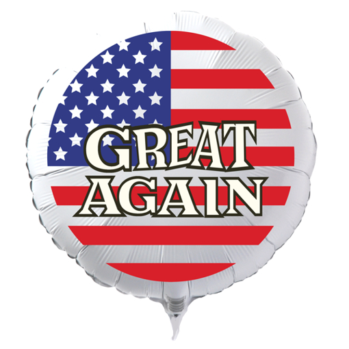 Helium Luftballon aus Folie, USA Flagge, Rundballon 45 cm mit Ballongas, Great Again