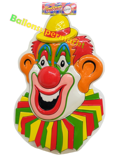 Wanddekoration-Clown-mit-Narrenkragen-Clowndekoration-Karneval-Kindergeburtstag