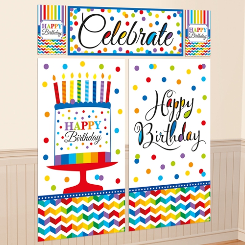 Wanddekoration-Happy-Birthday-Dekoration-zum-Geburtstag-Poster-Set-5-Teile