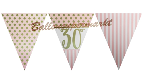 Wimpelkette-Pink-Chic-30-zum-30.-Geburtstag-Dekoration-Geburtstagsparty-Partydekoration