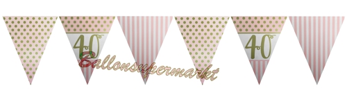 Wimpelkette-Pink-Chic-40-zum-40.-Geburtstag-Dekoration-Geburtstagsparty-Partydekoration-Geburtstagsdeko