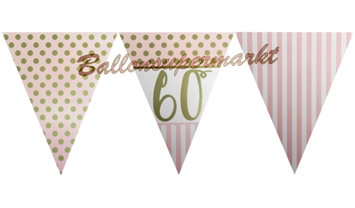 Wimpelkette-Pink-Chic-60-zum-60.-Geburtstag-Dekoration-Geburtstagsparty-Partydekoration