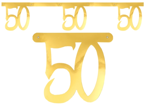 Wimpelkette-Zahl-50-Gold-zum-50.-Geburtstag-Geburtstagsparty-Partydekoration-Geburtstagsdeko