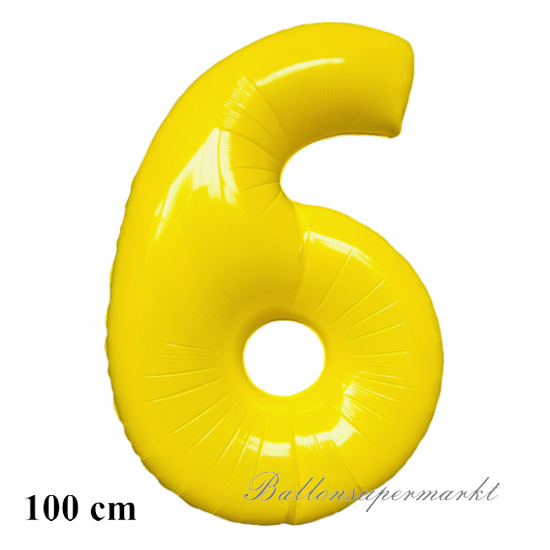 Folienballon-Zahl-6-Gelb-Luftballon-Geschenk-Geburtstag-Jubilaeum-Firmenveranstaltung