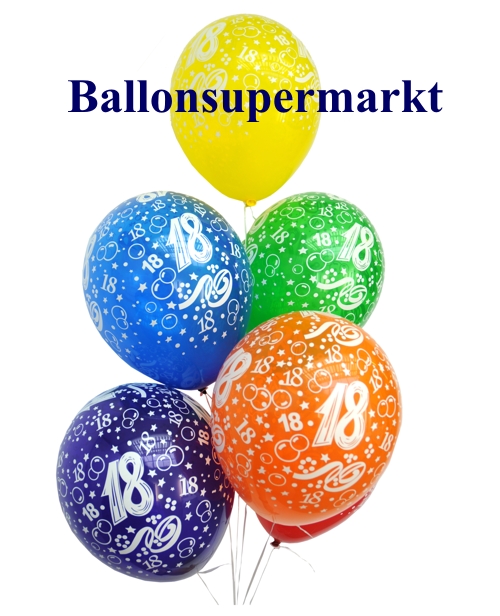 Zahlen-Luftballons Zahl 18 zum 18. Geburtstag