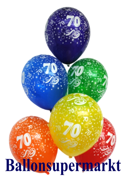 Zahlenballons, Zahl 70, zum 70. Geburtstag, 10 Stück