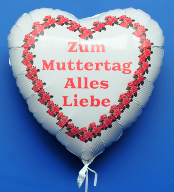 Zum-Muttertag-Alles-Liebe-weisser-Herzluftballon-aus-Folie-mit-Helium aus Folie