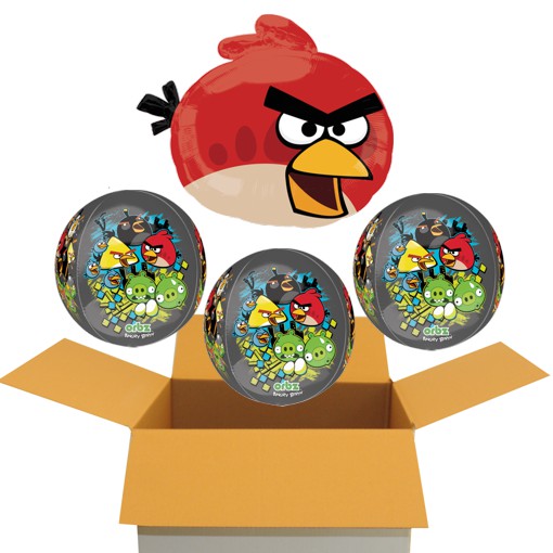 4 Angry Birds Luftballons aus Folie mit Helium