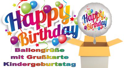 Ballongrüße mit Grußkarte zum Kindergeburtstag