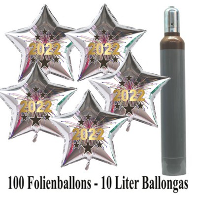 Silvesterdeko Sternballons-2022-Silber-Dekoration-Silvester