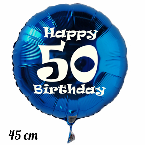 Luftballon aus Folie zum 50. Geburtstag, blau, rund