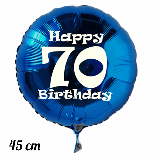 Luftballon aus Folie zum 70. Geburtstag, blau, rund