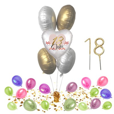 Bouquet aus Heliumballons mit Geburtstagsdeko zum 18. Geburtstag