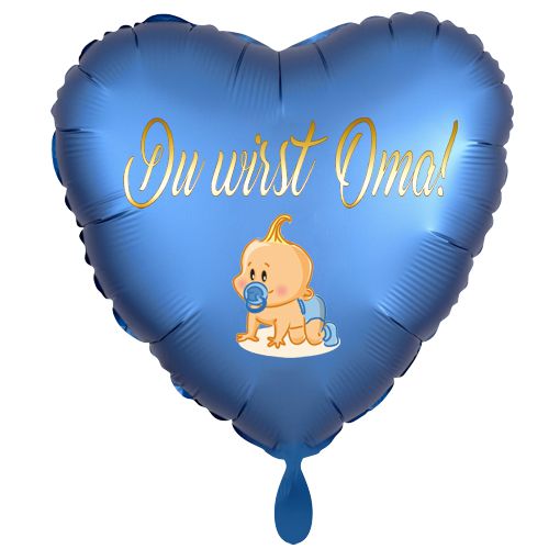 Du wirst Oma Luftballon. Baby-Boy.  Satin Luxe, Herz, Blau