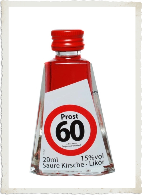 Geburtstagsschnäpschen zum 60. Geburtstag, Geburtstagslikör Saure Kirsche, 200 ml