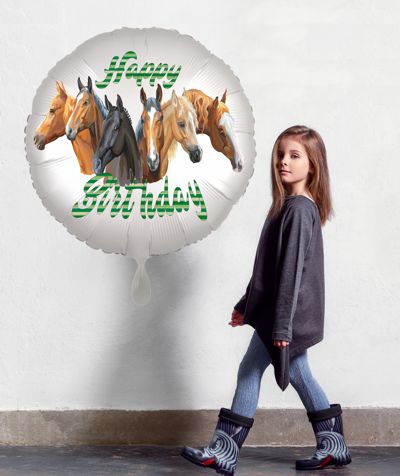 Geschenk zum Kindergeburtstag: Happy Birthday Pferde, Luftballon aus Folie mit Helium