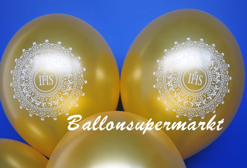 Luftballons in Gold, IHS, Jesus, zu religiösen Anlässen und Feiern