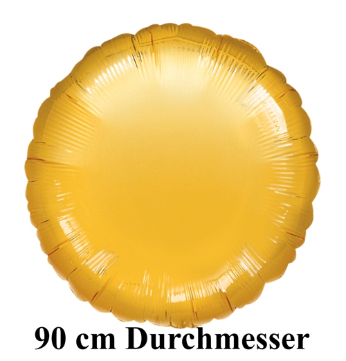 Folienballon Jumbo, großer goldener Rundballon, 90 cm