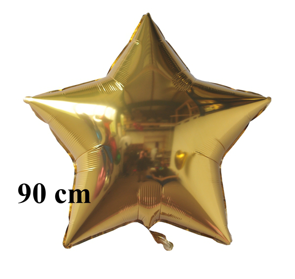 Großer goldener Luftballon aus Folie, Sternballon, 90 cm Durchmesser