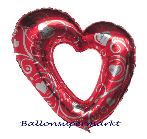 Großes Herz, riesiger Folienballon, Rot, Hearts and Filigree