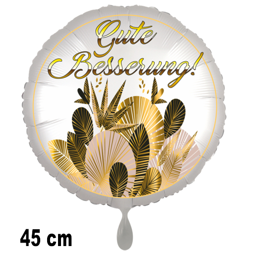 Gute Besserung Ballon, golden leaves, 45 cm, inklusive Helium