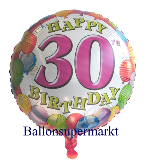 Folienballons Geburtstag, Ballongrüße, Luftballon mit der Zahl 30