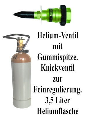 Ballongas Helium Flasche 3.5 Liter mit Helium Füllventil zum Aufblasen der Luftballons zur Hochzeit