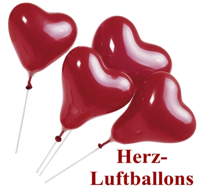 Herzballons in günstiger Qualität an Ballonstäben