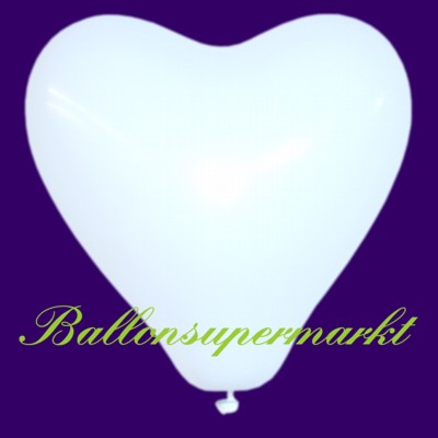 Herzluftballon Weiß, günstig, preiswert, billig. Luftballon aus Latex in Herzform. Weißer Herzballon.