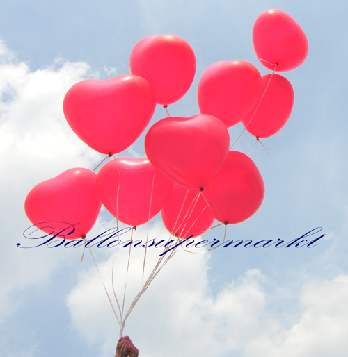 Herzluftballons in Rot mit Helium, Premium-Qualität
