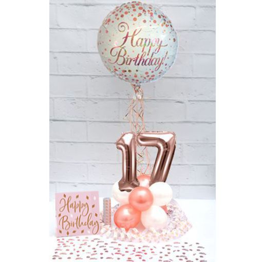 Partydeko-Set zum 17. Geburtstag in Rosegold, Happy Birthday