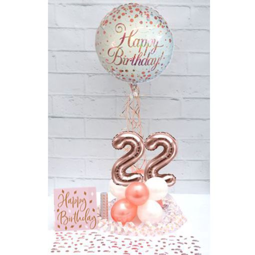 Partydeko-Set zum 22. Geburtstag in Rosegold, Happy Birthday