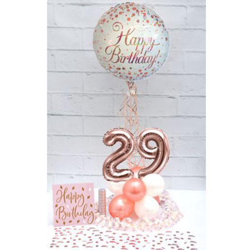 Partydeko-Set zum 29. Geburtstag in Rosegold, Happy Birthday