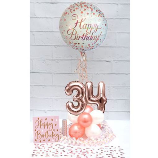 Partydeko-Set zum 34. Geburtstag in Rosegold, Happy Birthday