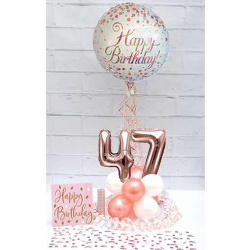 Partydeko-Set zum 47. Geburtstag in Rosegold, Happy Birthday