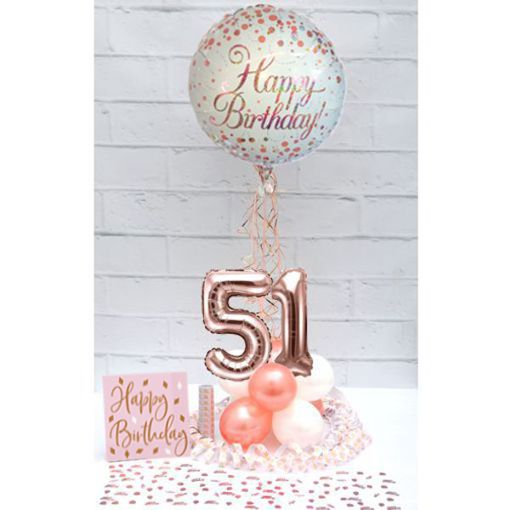 Partydeko-Set zum 51. Geburtstag in Rosegold, Happy Birthday