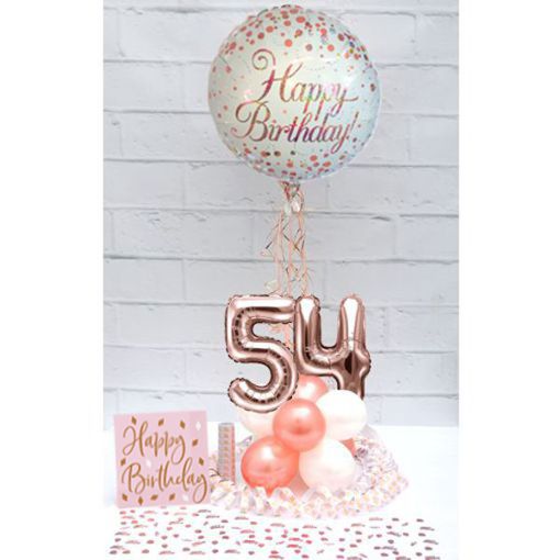 Partydeko-Set zum 54. Geburtstag in Rosegold, Happy Birthday