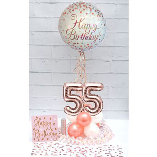 Partydeko-Set zum 55. Geburtstag in Rosegold, Happy Birthday