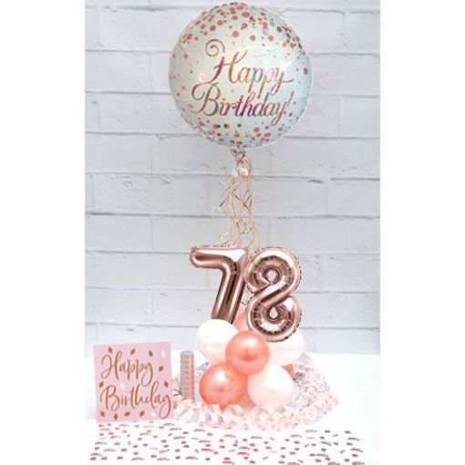 Partydeko-Set zum 78. Geburtstag in Rosegold, Happy Birthday