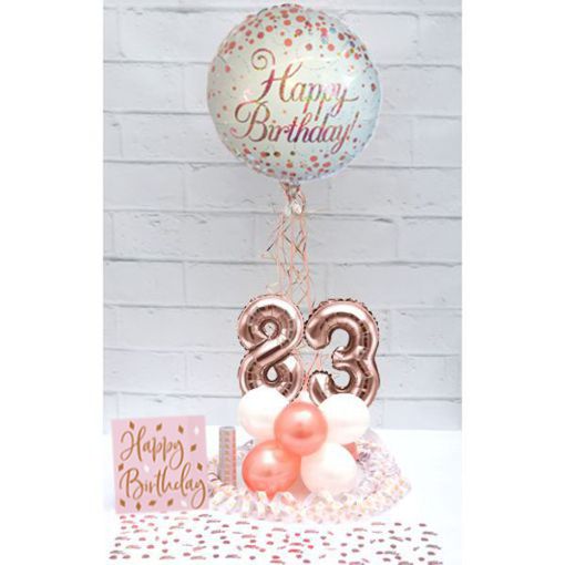 Partydeko-Set zum 83. Geburtstag in Rosegold, Happy Birthday