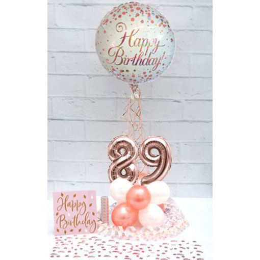 Partydeko-Set zum 89. Geburtstag in Rosegold, Happy Birthday